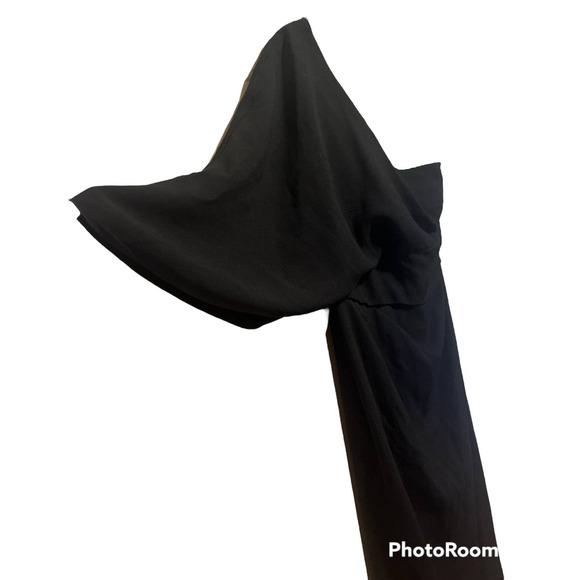 Max Mara Pianoforte Dress Gown Black One Shoulder Draped Sleeve US12 Full Length - Picture 3 of 10